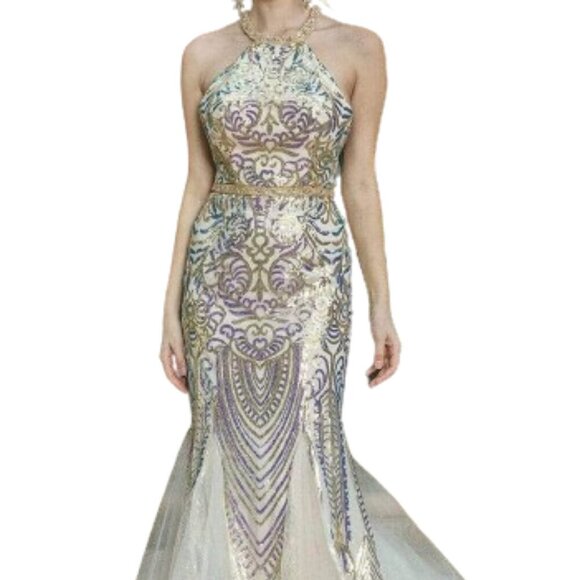 NWT Dancing Queen 4219 Evening Dress Gold in Size S - Picture 1 of 8